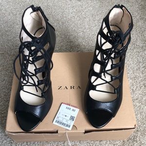 Zara black strappy heels